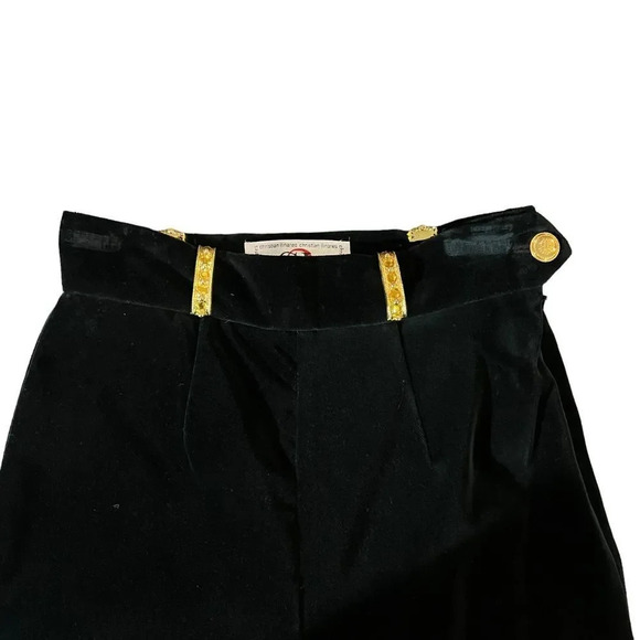 Christian Llinares Black Velour Pants with Gold Accents EU Size 38 - Picture 2 of 5